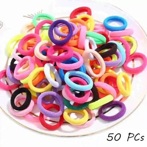 TsuvyXeg 50-Pack Elastic Hair Ties for Thick Hair, 2-Inch Black Hair Bands