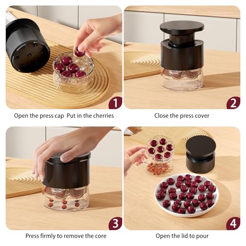 Black Cherry Pitter Tool - 7-In-1 Cherry Seed Remover for Kitchen