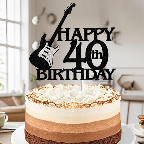 Guitar Happy 40th Birthday Cake Topper | Rock Party Decoration