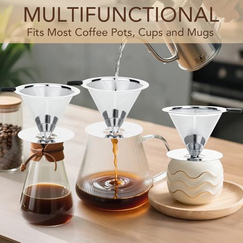 MEET GREAT Stainless Steel Pour Over Coffee Dripper - Reusable Filter