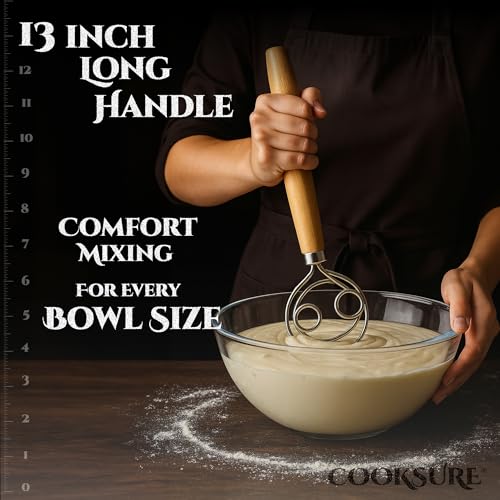 Cooksure 13-Inch Danish Dough Whisk - Stainless Steel Sourdough Tool