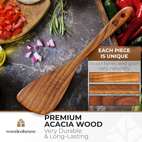 Woodenhouse 1 Pc 12-Inch Acacia Wooden Spatula for Cooking & Flipping