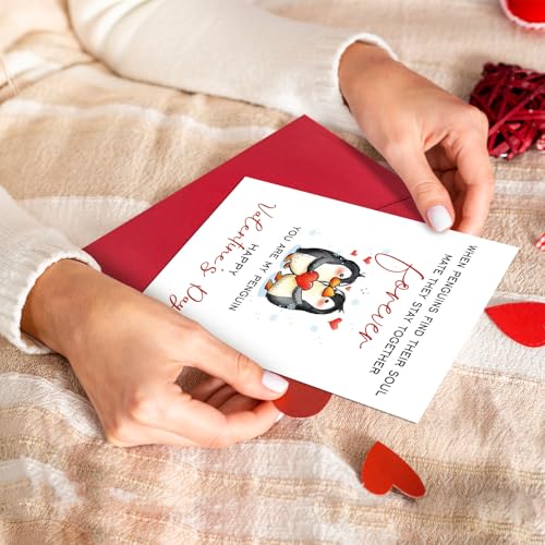 Ogeby Cute Penguin Valentine's Day Card for Soulmate | 8" x 5.3"