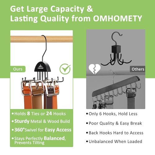 2 Pack Tie and Belt Organizer with 360° Rotating Hooks - Space Saving Storage Solution