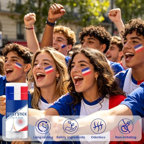 France Flag Face Paint Stick 3-in-1 Sweatproof Sports Body Paint