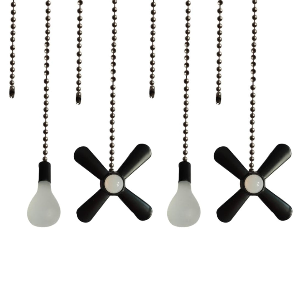QLXHBOT Pull chain, Ceiling Fan Pull Chain Extender,3.3mm Diameter Beaded Ceiling Fan Pull Chain Decorative Light Bulb and Fan 12 Inches Fan Pull Chain Set Black, 4Pcs