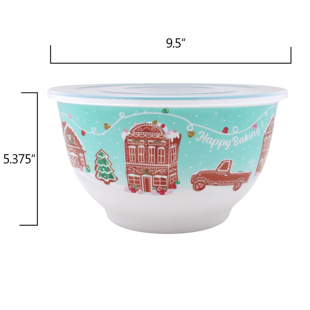 PtaTt Melamine Mixing Bowl Set with Lids, 18 Piece Set, Wishful Winter