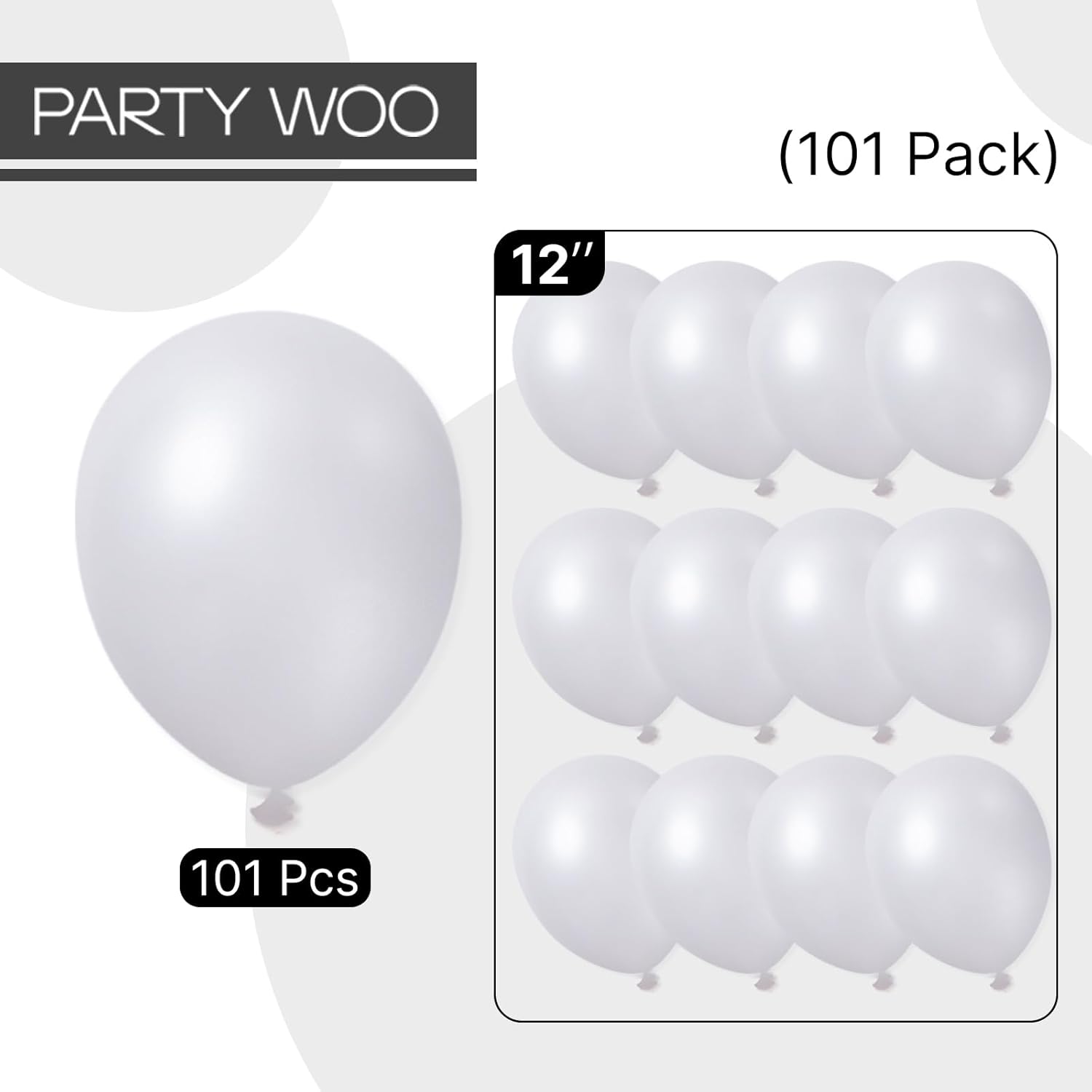 PartyWoo Pearl White Balloons - 101pcs 12 Inch Metallic Latex for Weddings, Anniversaries & Celebrations