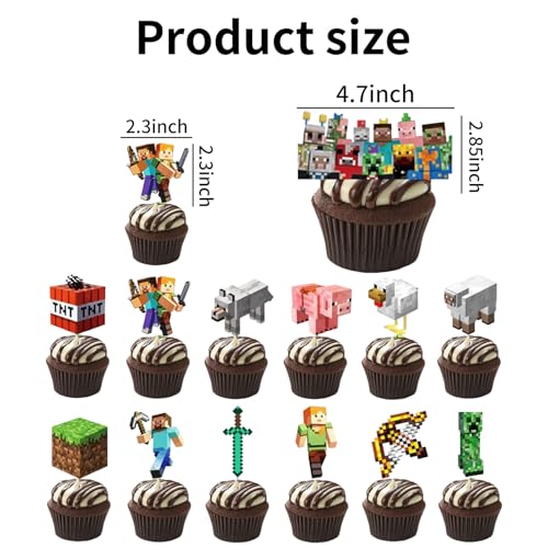 25 Pcs Gamer Cake Decorations Set 3 - Birthday Party Supplies