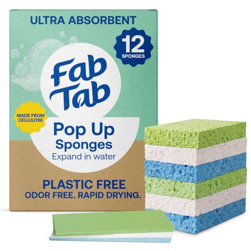 Fab Tab Reusable Cellulose Sponges - Non-Scratch, 12 Pack