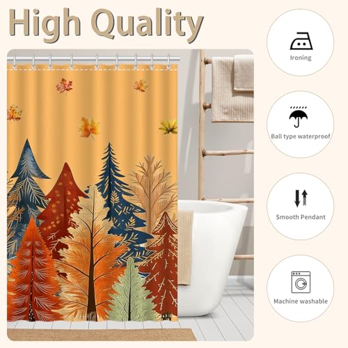 Fall Shower Curtain Set with Autumn Maple Leaves - Fall-1