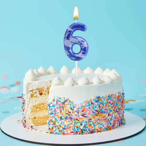 Camo Number 6 Birthday Candle - Camouflage Cake Topper for Boys