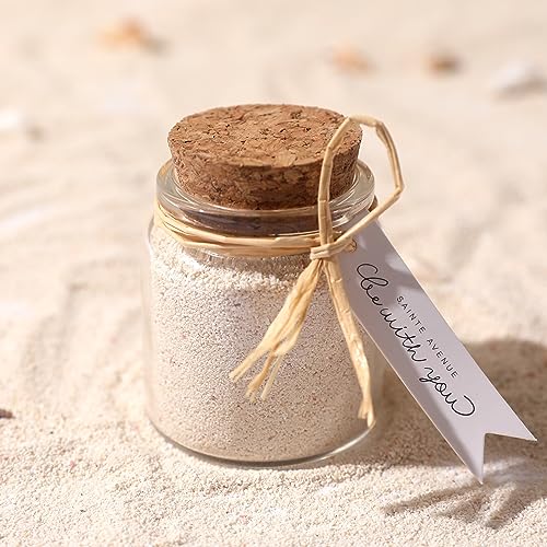 Magic Season Decorative Round Glass Bottles with Cork Stoppers - 2 Pack