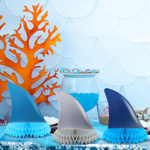 12 Pcs Shark Birthday Party Decoration Favors Fin Honeycomb
