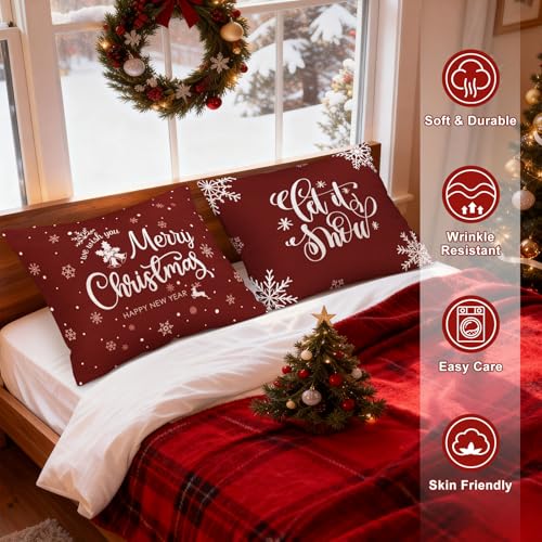 Lanpn Christmas Decorative Pillow Covers, 20x26 Standard Shams - Set of 2