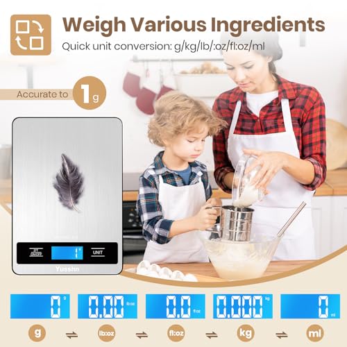 Precision Digital Food Scale - 11lb Stainless Steel Kitchen Scale with LCD Display & Tare Function