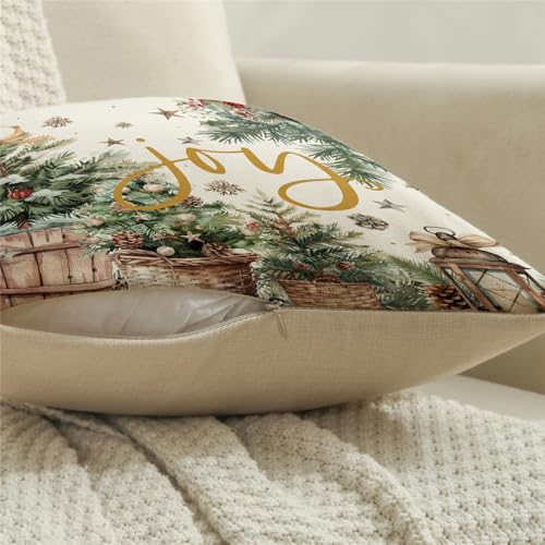 NIGHTWISH Christmas Pillow Covers Set of 4 - 18" x 18" Green Holiday Decor