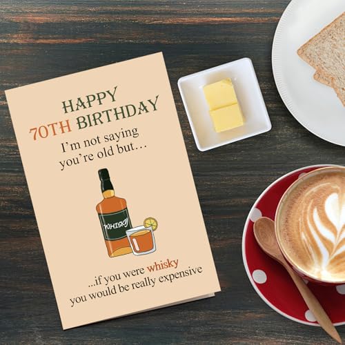 Funny 70th Birthday Card for Whiskey Lovers | Qiliji