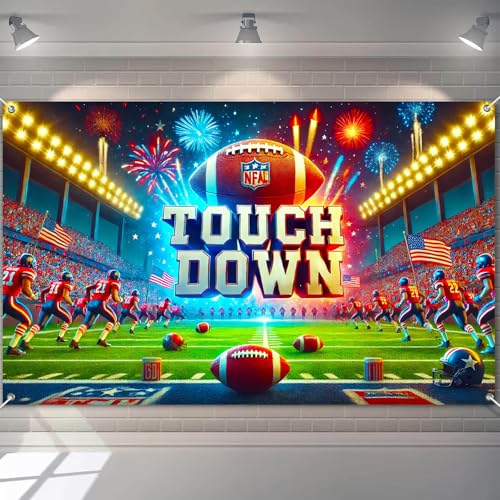 BlissYard Football Game Day Backdrop 71x43 Inch with Fireworks