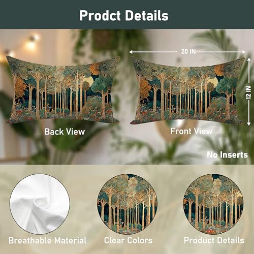 William Morris Birch Forest 12x20 Lumbar Pillow Cover, Soft Flannel Case