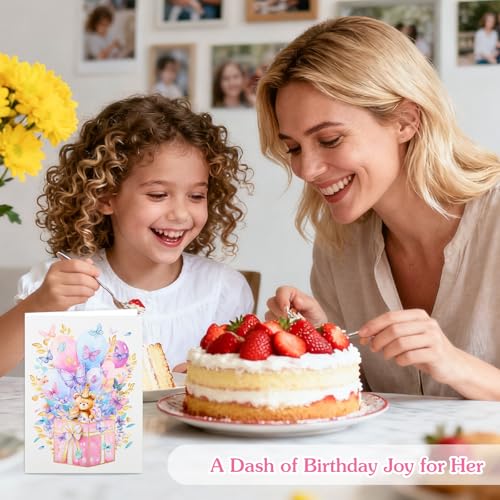 3D Butterfly Birthday Card for Daughter | Gold Foil Teddy Bear Design