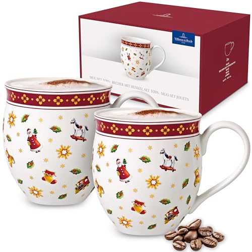 Toy’s Delight Mug Set - 2-Piece Premium Porcelain Coffee Cups, 11.5 oz, White with Toys Pattern (Variation: Mug Set Toys / 11.5 Ounces / White / Coloured)