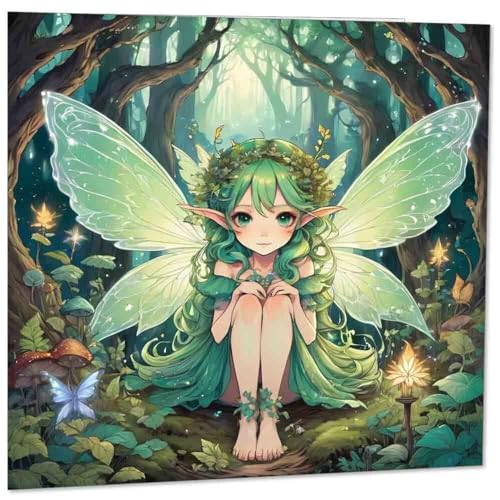 Fairy Birthday Card - Woodland Fantasy Pixie 145mm x 145mm