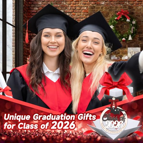 Class of 2026 Wooden Graduation Ornament with Red Plaid Bow