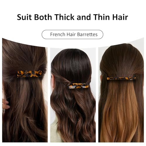 Tortoise Shell French Hair Barrettes for Thick and Thin Hair (5-Pack)