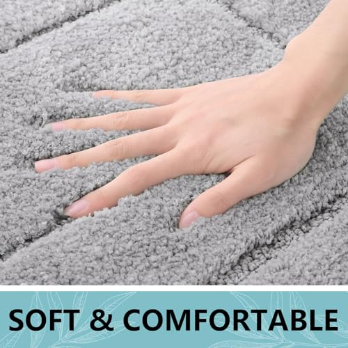 Buganda 24x16 Grey Microfiber Bathroom Rug - Soft & Absorbent