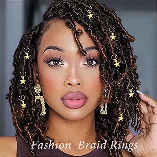 NAISKA 12PCS Gold Star Braid Clips & Hair Jewelry for Dreadlocks