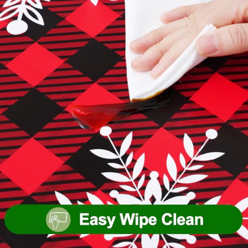 Fitted Christmas Tablecloth for 42-50 Inch Round Tables - Black & Red Variation
