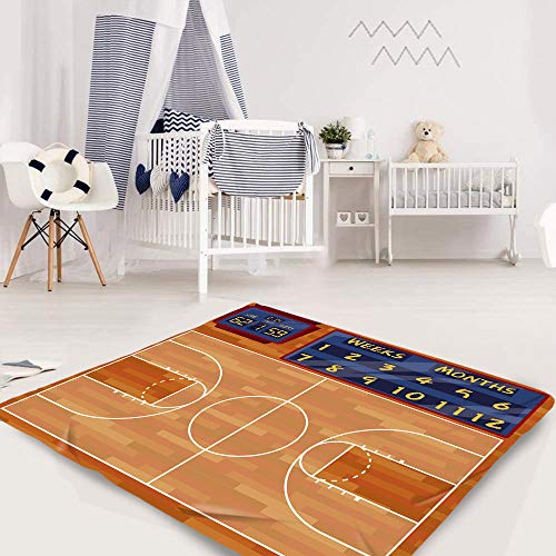 Basketball Milestone Blanket for Baby - Soft Flannel Growth Chart 48x40in