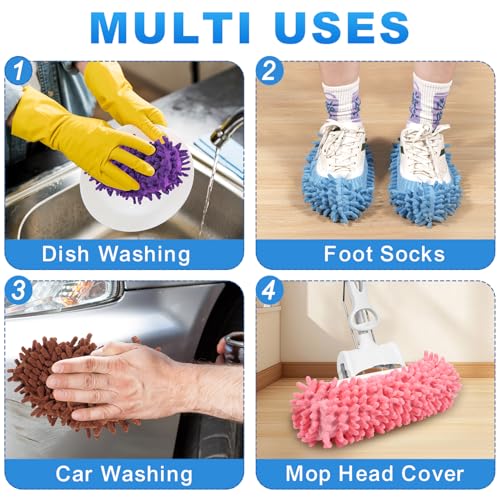 Zehrai Reusable Mop Slippers - 5 Pairs Microfiber Cleaning Shoes