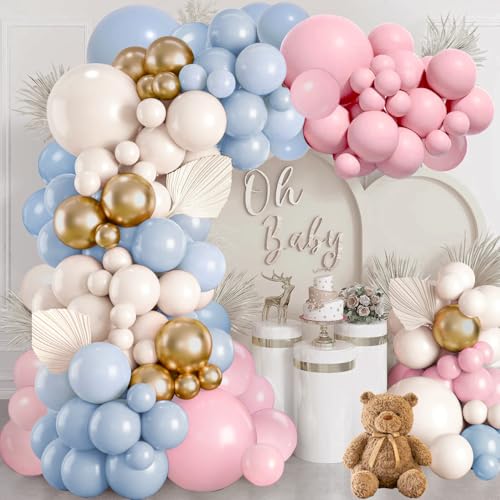 Gender Reveal Balloon Arch Kit - Blue Pink Gold 134pcs