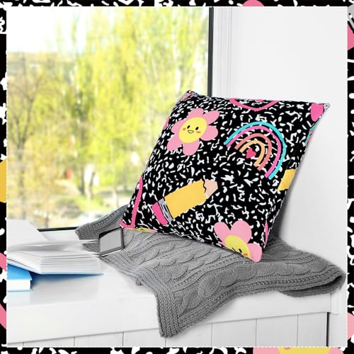 Back to School Notebook Throw Pillow Covers - Set of 2, 18" x 18"