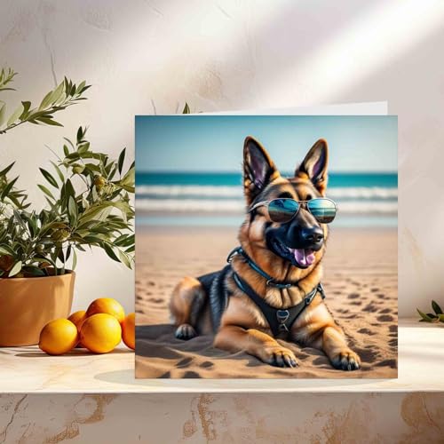 German Shepherd Sunglasses Greeting Card - Eco-Friendly 145mm