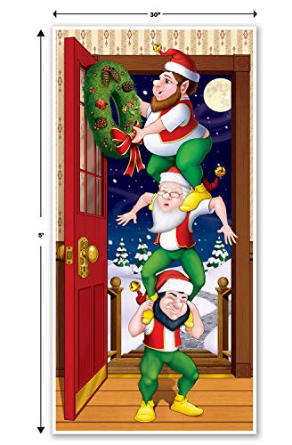 Beistle Christmas Elves Door Cover 30x60 Inch Holiday Decoration
