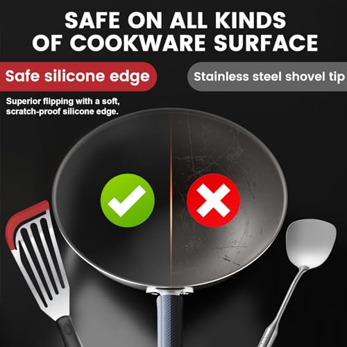 Hoosook Large Silicone Fish Spatula, Flexible Heat-Resistant Nonstick Turner