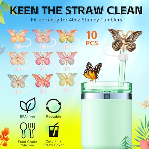 10PCS Butterfly Straw Toppers for Stanley Tumblers - 30oz & 40oz