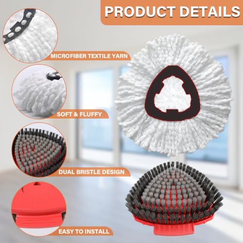 Fatmass Spin Mop Replacement Heads & Scrubber Brush Set for O-Cedar EasyWring