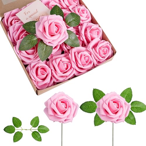 Pink Foam Roses - 16Pcs Artificial Flowers for DIY Decor