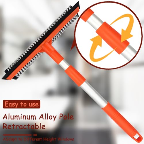 Bunliuys 2-in-1 Window Squeegee with 20" Retractable Pole