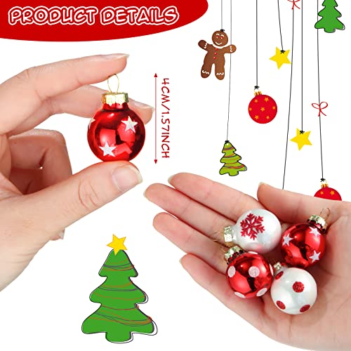 36 Pcs Miniature Glass Christmas Ornaments Red White for Tree Decor
