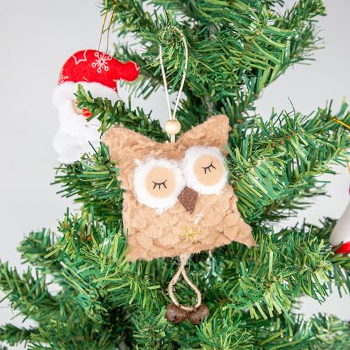 Berfutall Plush Owl Christmas Tree Ornaments 4-Pack Woodland Holiday Decor