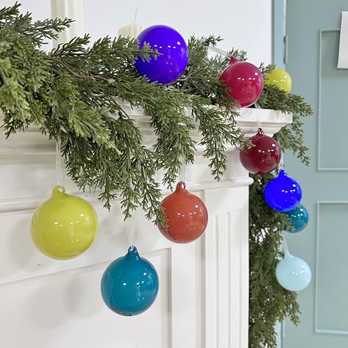 FoldTier 9pcs 3-Inch Colorful Glass Christmas Ornaments - Warm Color Variation