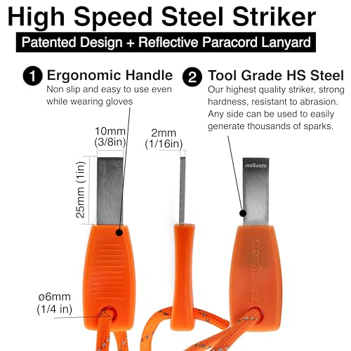 Premium Ferro Rod Fire Starter Kit with Steel Striker - 4in