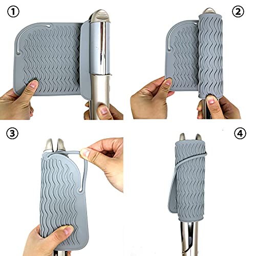 Lessmon Large Heat Resistant Silicone Mat for Hair Styling Tools, 11x7.5 in, Grey