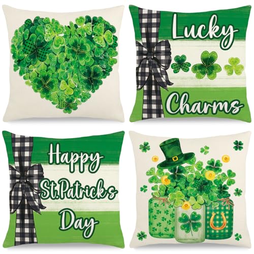 St. Patrick's Day Throw Pillow Covers 18x18 Set of 4 - Style B