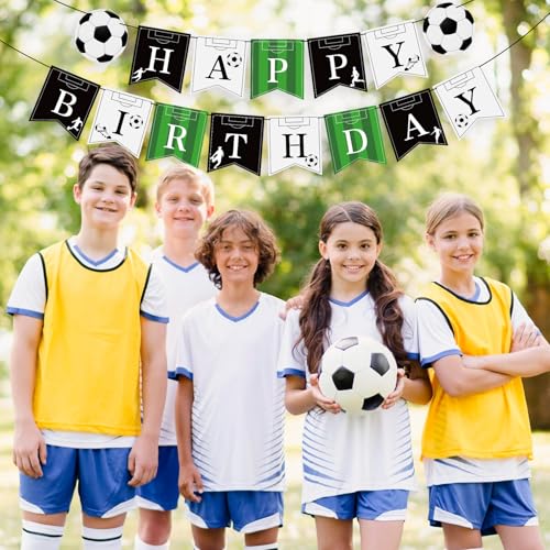 Hooqict Soccer Birthday Banner - Kids Boys Men Sport Theme Party Decorations